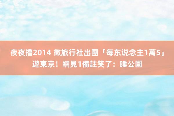 夜夜撸2014 徵旅行社出團「每东说念主1萬5」遊東京！　網見1備註笑了：睡公園