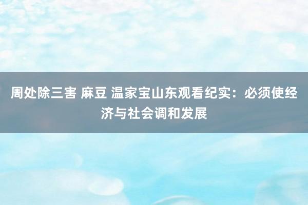 周处除三害 麻豆 温家宝山东观看纪实：必须使经济与社会调和发展