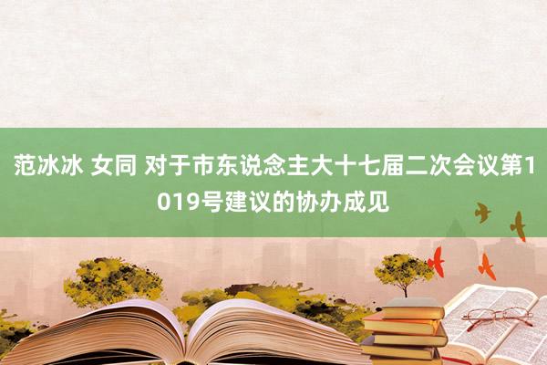 范冰冰 女同 对于市东说念主大十七届二次会议第1019号建议的协办成见